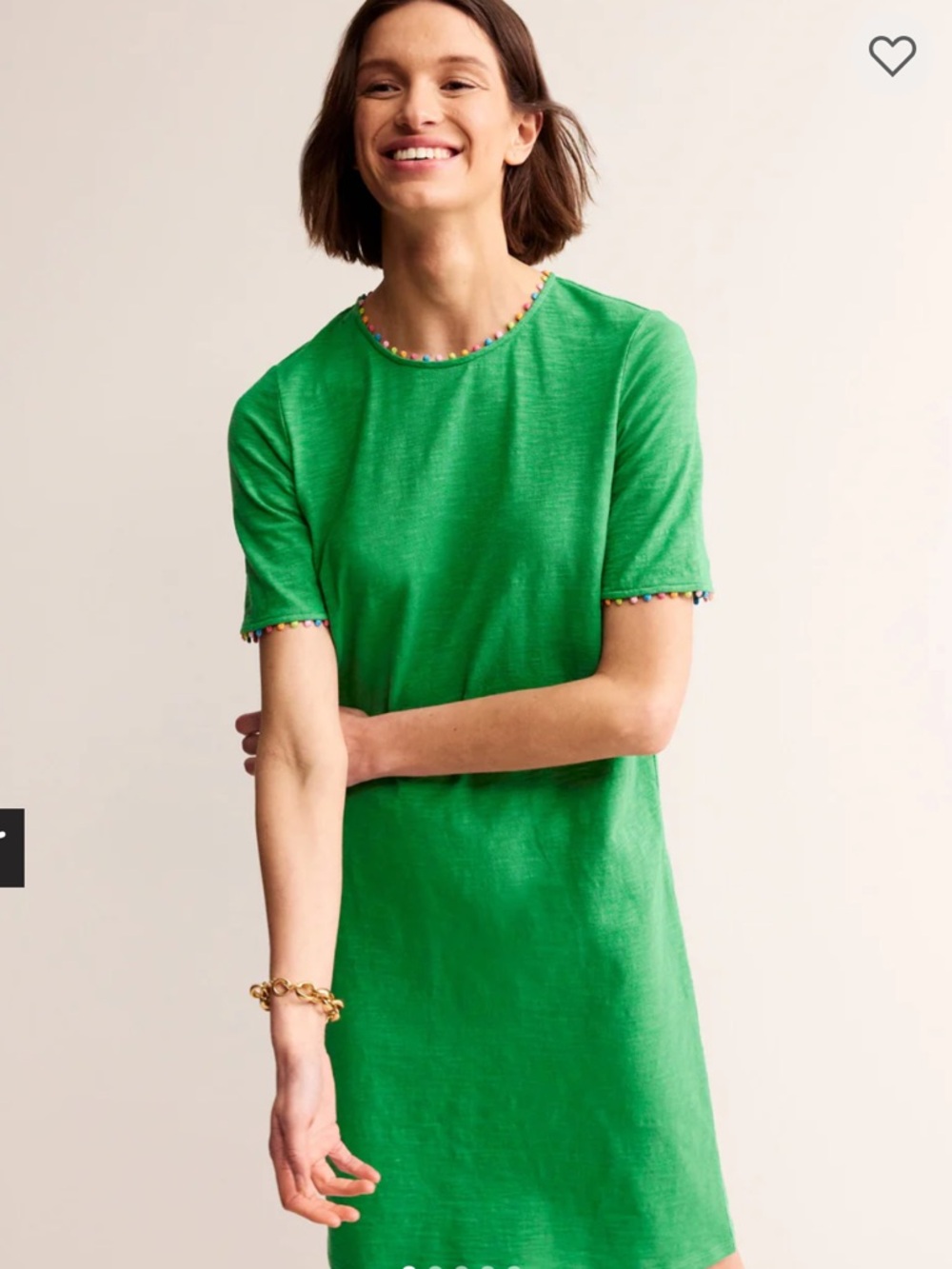 Boden Ali Pom Sleeve Dress Green Tambourine SZ 8